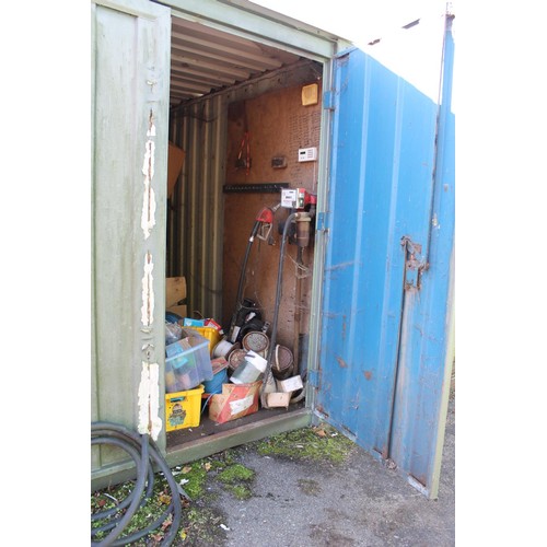 348 - Large 20 foot container & contents….. incl barrel of 15/40 engine oil, diesel tank with built-in fue... 