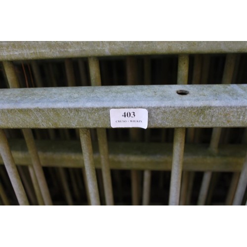 403 - 14 galvanised fence rails, each panel approx. 6 foot long