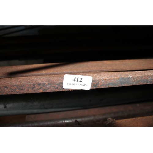 413 - Shelf, incl qty of steel flat bar angle bar etc