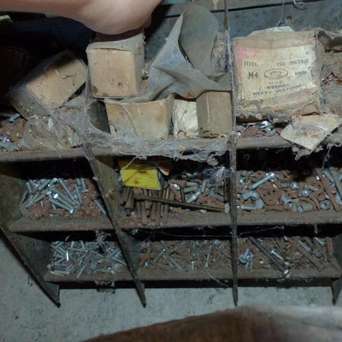 425 - Ammo box, bucket, boxes various nails etc