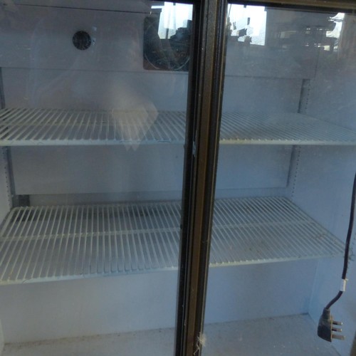 443 - Double sliding door glass fronted fridge - to be installed tested and rewired by qualified electrici... 