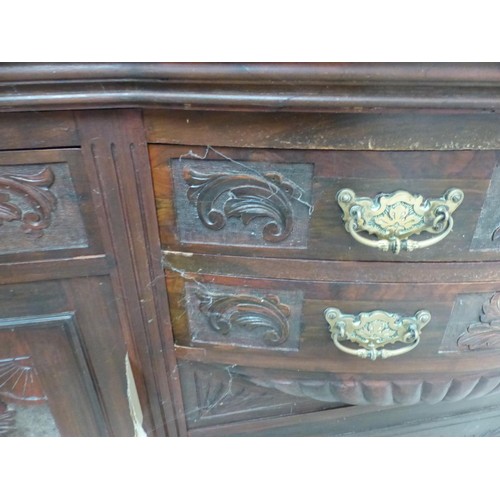 498 - Large mahogany antique mirror back sideboard