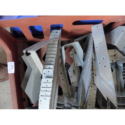 571 - 2 x pallets of various roof trusses fixings etc