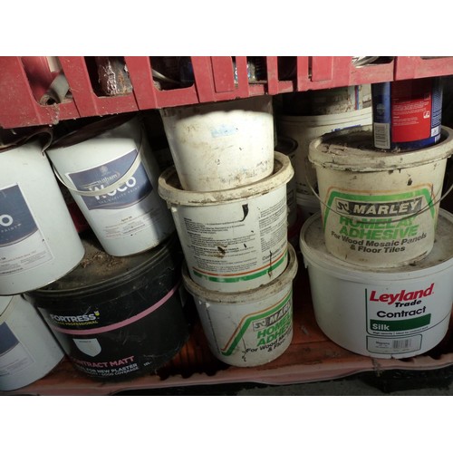 572 - Pallet containing various paints, adhesive etc etc