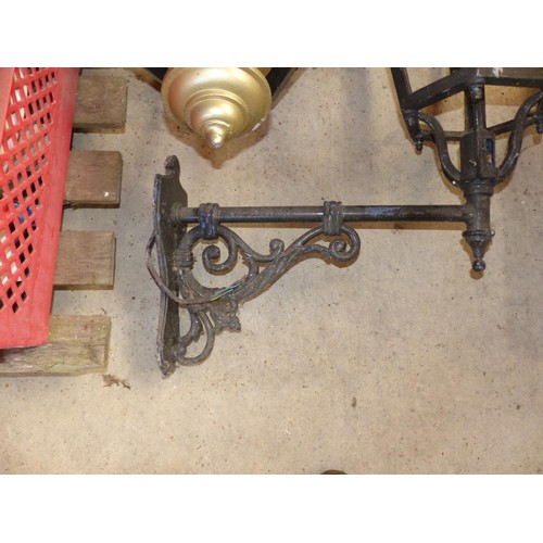 578 - Pair of wrought iron gate lanterns – as found – to be installed rewired and tested by electrician