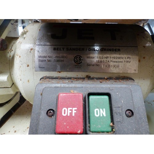 583 - Jet belt sander/disc grinder &  a box of sandpaper – passed electric pat test-to be rewired installe... 