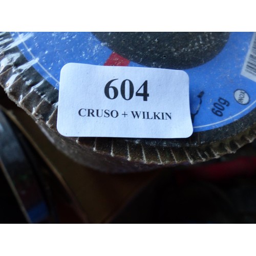 604 - Qty of various small disc grinders blades & flap discs etc