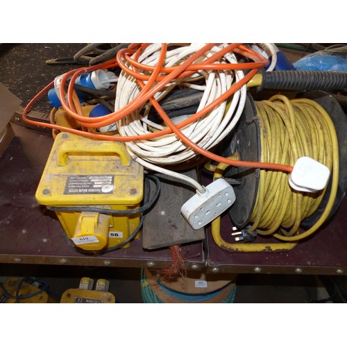 619 - 110 volt transformer & wire cables etc – to be tested rewired & installed by qualified electrician