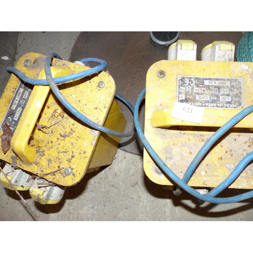 621 - 2 x 110 volt transformers – to be tested rewired & installed by a qualified electrician