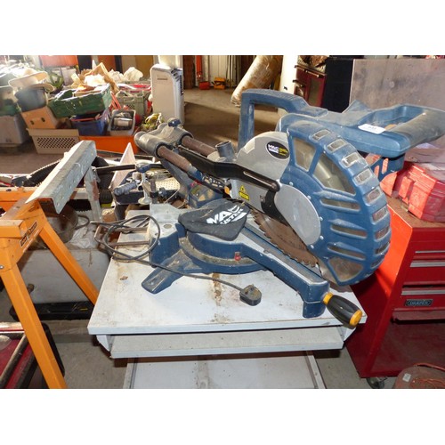 641 - Mac Allister chop saw & desk - to be tested rewired & installed by qualified electrician