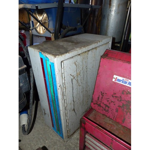 649 - 2 x metal toolboxes & small metal cabinet with contents, incl sockets etc