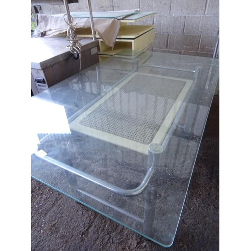 688 - Retro 70s glass top dining table