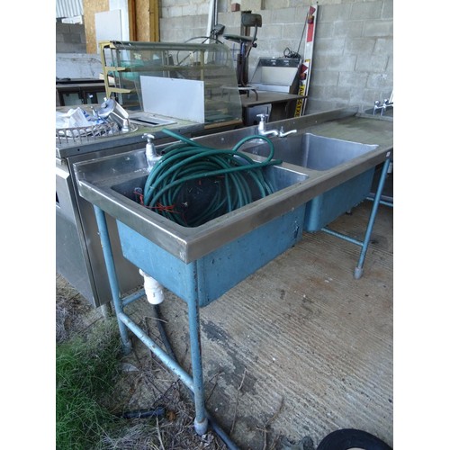 742 - Large double stainless steel sink unit