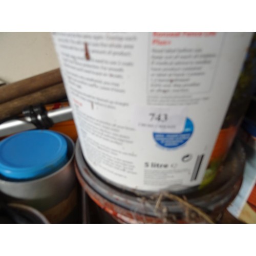 743 - Qty of misc fence paint etc, incl electric weed burner - passed electric pat test-to be tested rewir... 