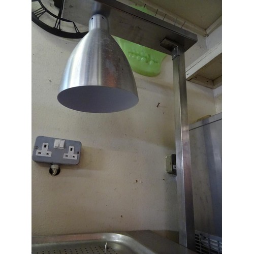 744 - 5 items of stainless steel industrial cookware incl, meat warming lamp, icemaker, heated cabinet, ch... 