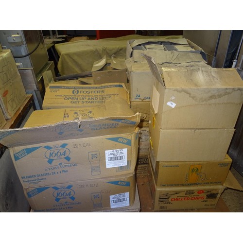 765 - 20 boxes a various point & other glasses, incl Kronenberg 1664, Old Speckled Hen etc