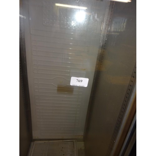 769 - Large glass front refrigerator -  passed electric pat test- to be tested rewired & installed by qual... 