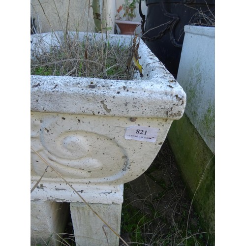 821 - Small concrete trough planter