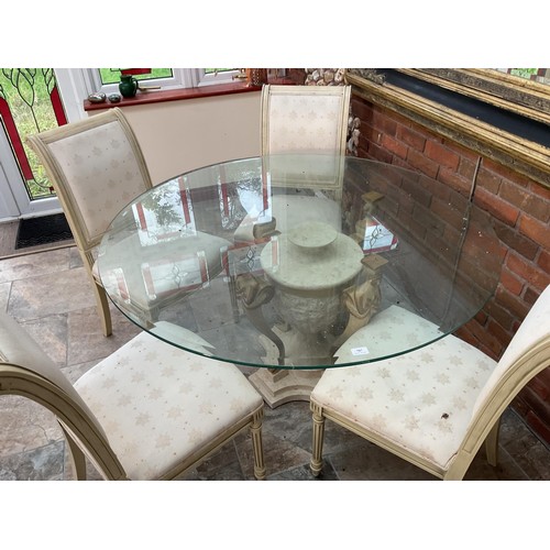 787 - Glass top dining table & set of 4 matching chairs