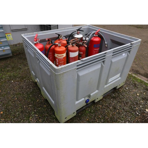 Large plastic container qty Various ornamental fire extinguishers