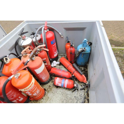Large plastic container qty Various ornamental fire extinguishers