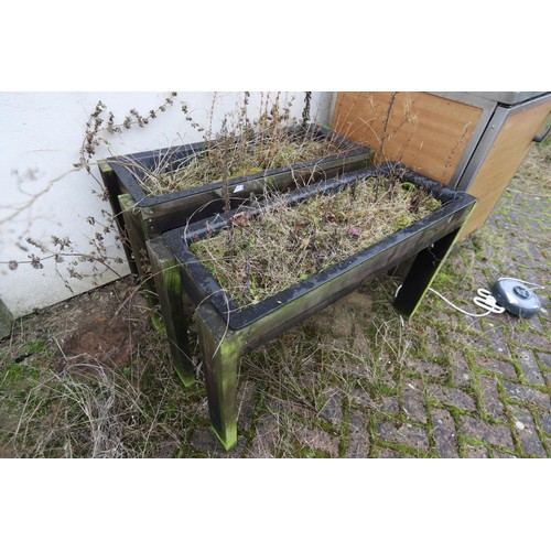 836 - 2 x small wooden trough planters