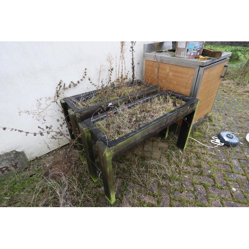 836 - 2 x small wooden trough planters