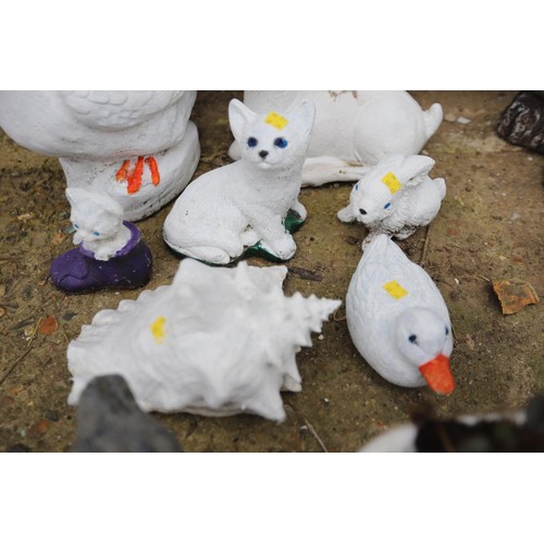 12 - Qty of white garden ornaments & 1 shell