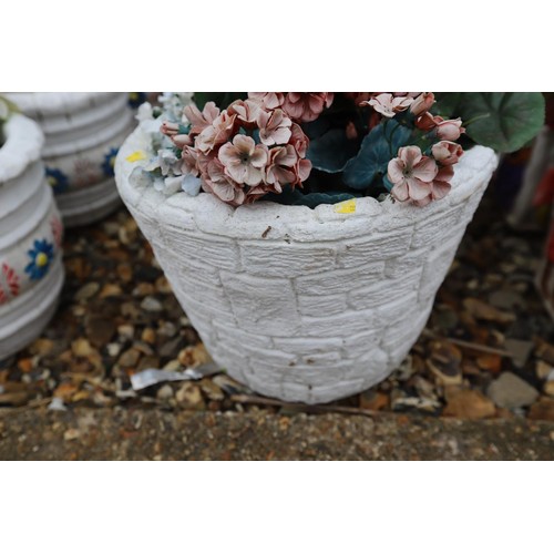 21 - Pair of round brick work planters