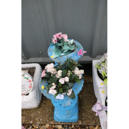 25 - Pair of painted blue urns