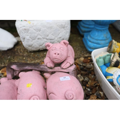 27 - Piglets feeding garden ornament