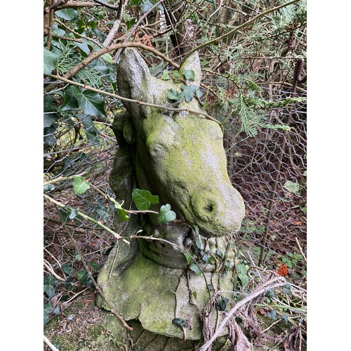 812A - Garden horse head statue standing 41 cm high