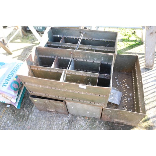 26 - 5 green metal drawers (military)