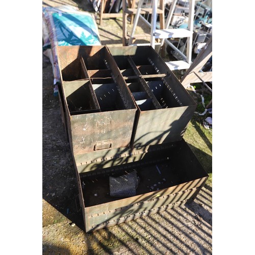 26 - 5 green metal drawers (military)