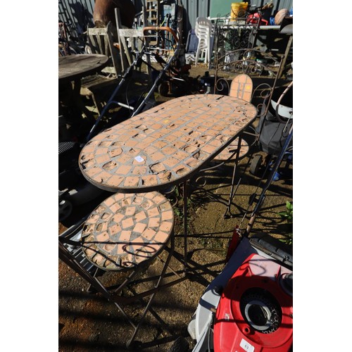 64 - Heavy patio set table & 2 chairs