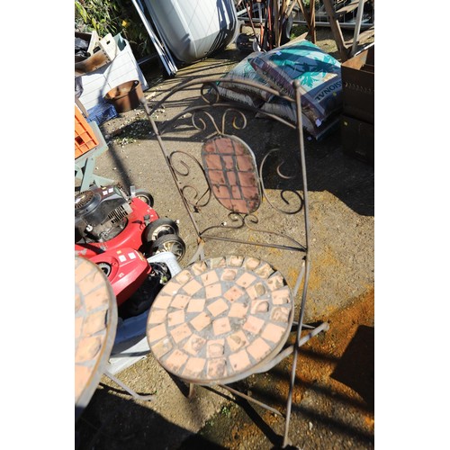 64 - Heavy patio set table & 2 chairs