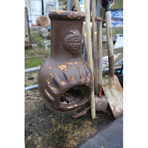 34 - Terracotta chiminea with stand