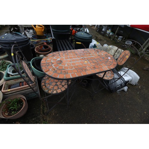 64 - Heavy patio set table & 2 chairs