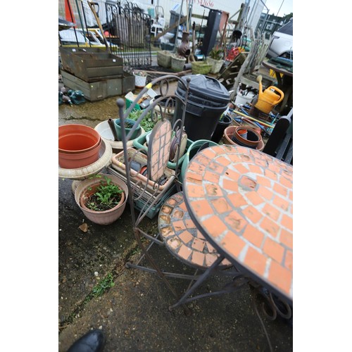 64 - Heavy patio set table & 2 chairs