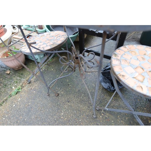 64 - Heavy patio set table & 2 chairs