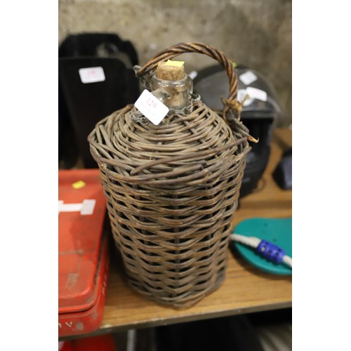 129 - Vintage wicker wine bottle