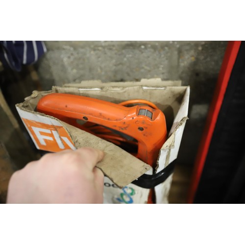 136 - Flymo electric power hoe - new in box - warranted until 12 noon Tuesday following the above sale