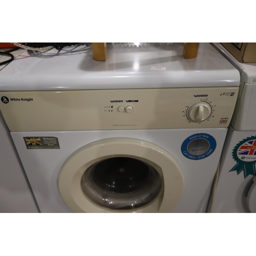 213 - White Knight tumble dryer - warranted until 12 noon Tuesday following the above sale