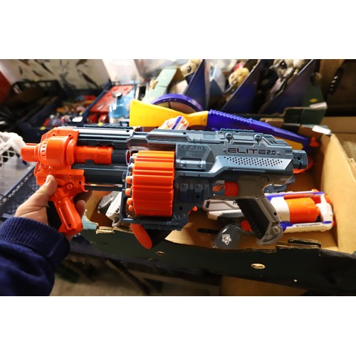 242 - Box of fully loaded Nerf guns with spare bullets