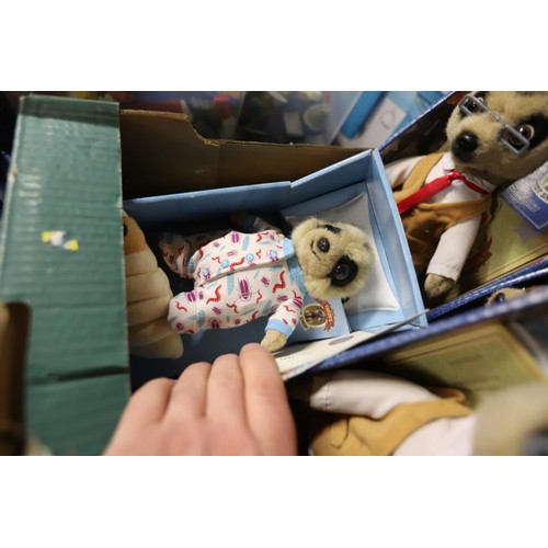 243 - Box of Meercat soft toys with certificates