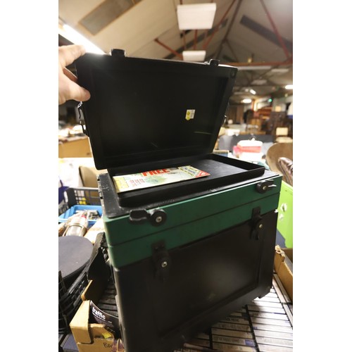 254 - Box for fishing plus contents, Green black