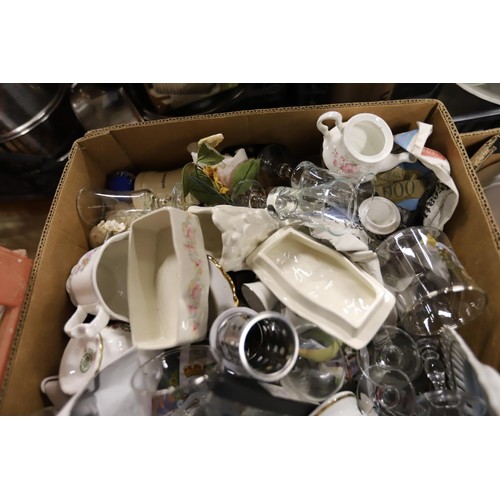 338 - 3 boxes of bone china & glass