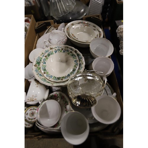 338 - 3 boxes of bone china & glass