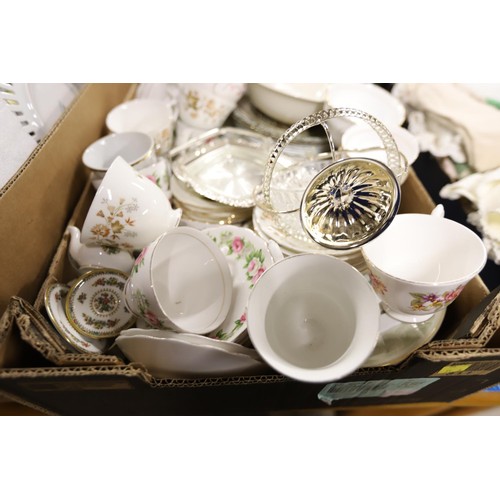 338 - 3 boxes of bone china & glass