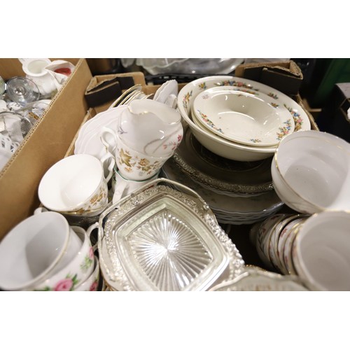 338 - 3 boxes of bone china & glass